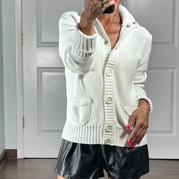 Akris Punto White Cotton Jacket Cardigan size 10 - Picture 3 of 14